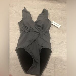 Swimsuits. for All cinched waist gray one piece swimsuit size 10
